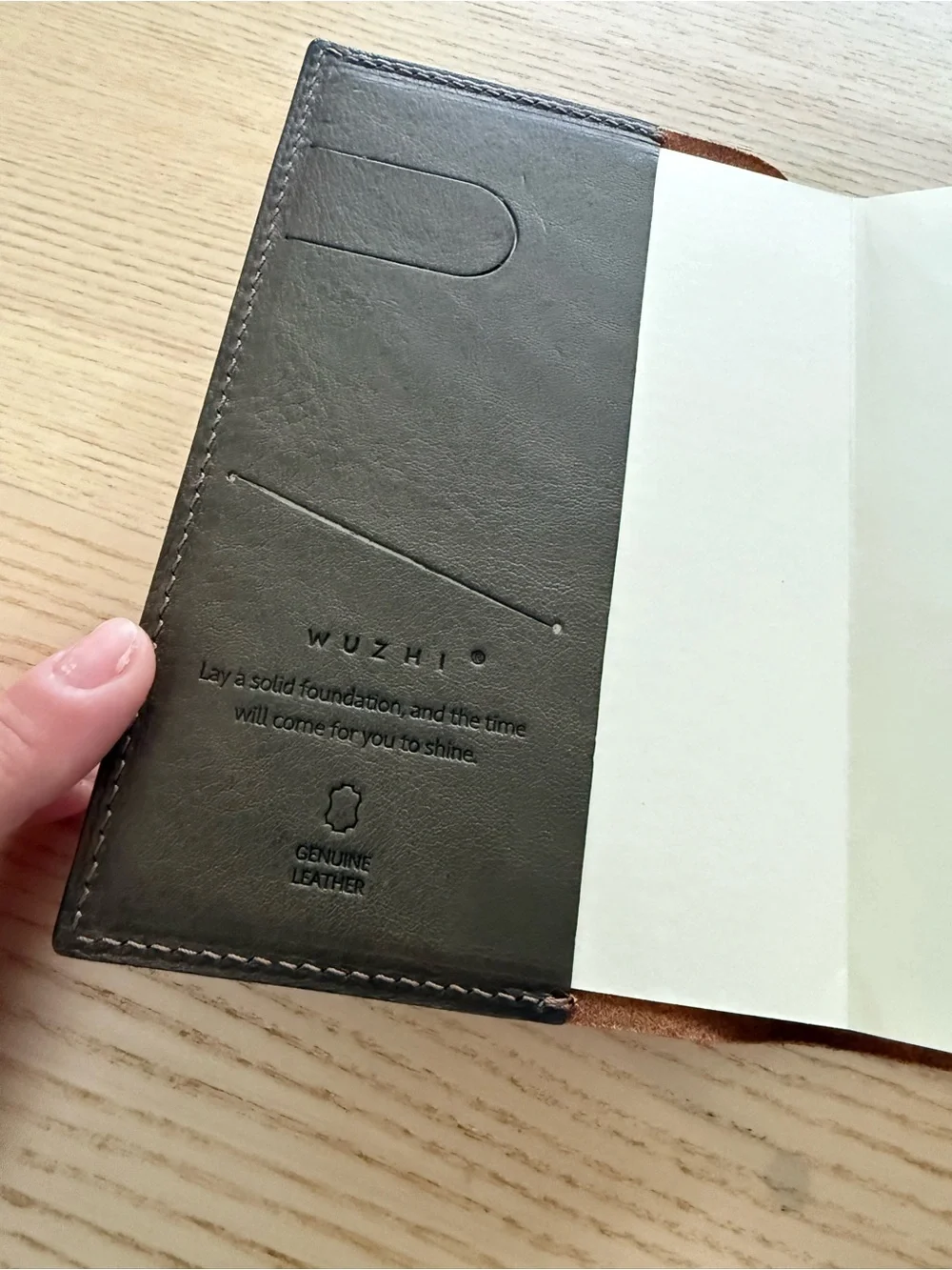Wuzhi Studio Cognac and Olive Green Leather Cover for A6 Planners